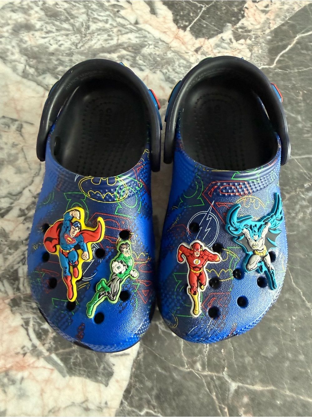 CROCS Like New Kids Blue Superhero Sandals - Sz C10